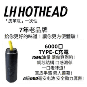 LH HOTHEAD電子煙皮革瓶可充電6000口一次性